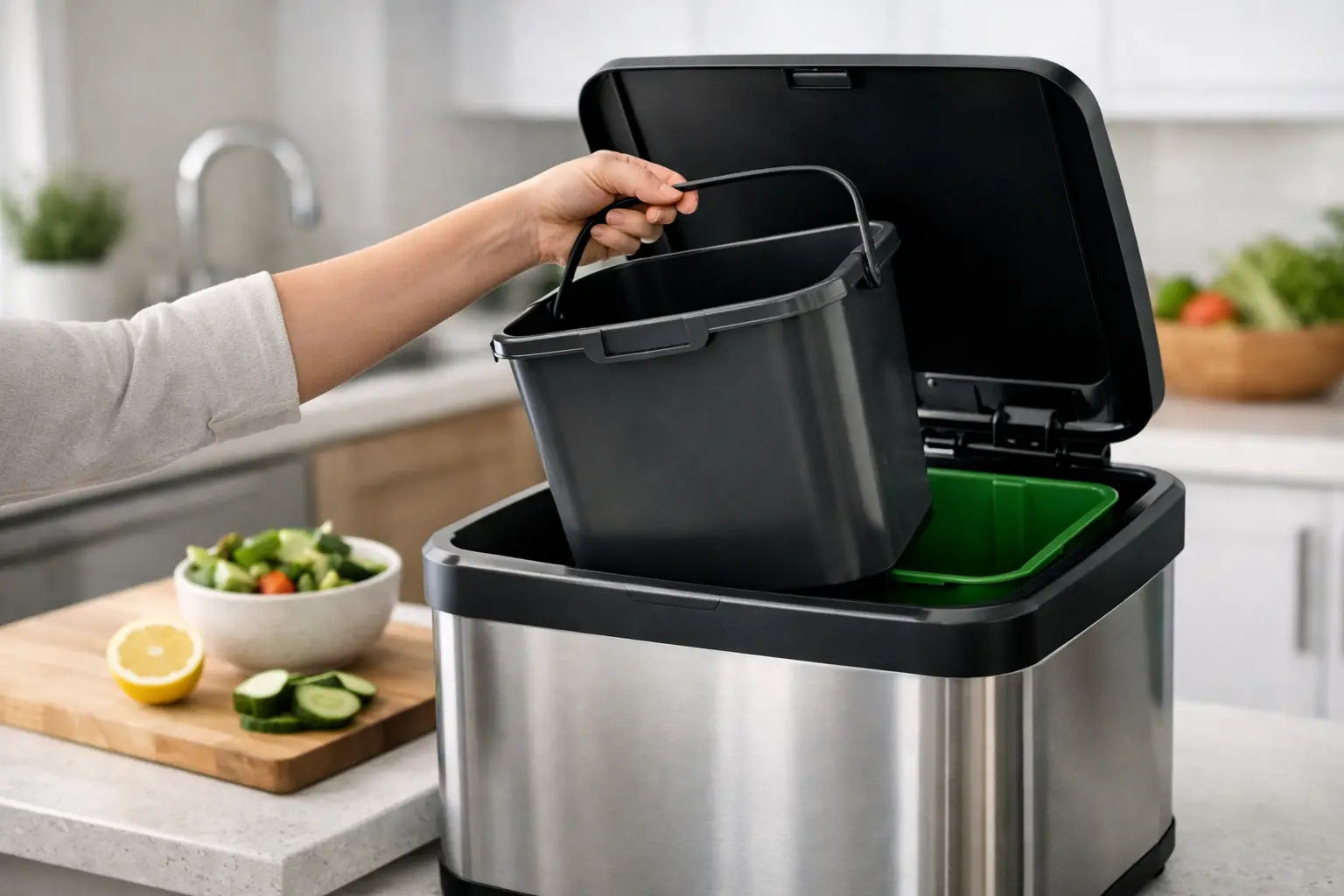 Kitchen Bin with Removable Buckets Guide