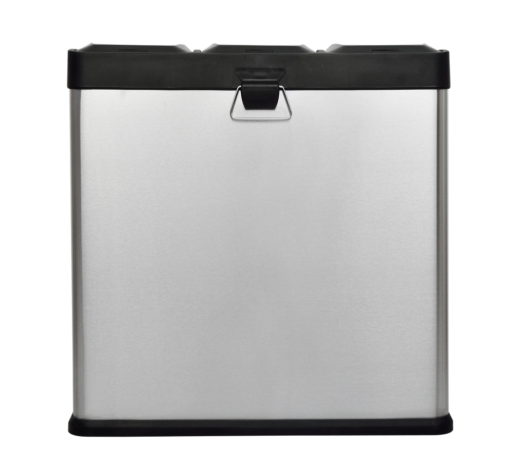 Step N’ Sort 60L 3-Compartment Kitchen Recycling Bin – Triple Waste & Recycling System with Step Pedals (Stainless Steel)