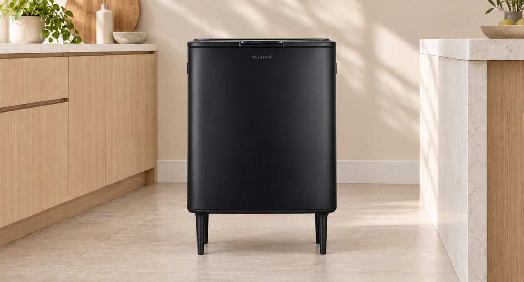 Step N’ Sort 60L Raised Dual Compartment Touch Top Recycling & Rubbish Bin – Matte Black