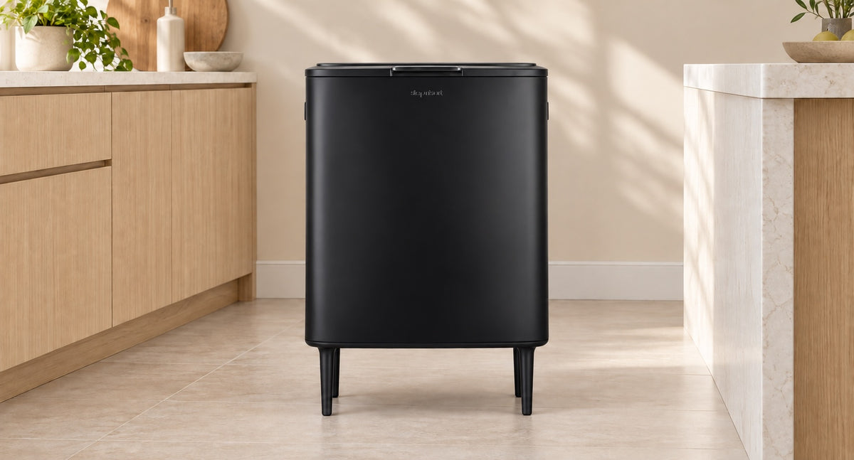 Step N’ Sort 60L Raised Dual Compartment Touch Top Recycling & Rubbish Bin – Matte Black