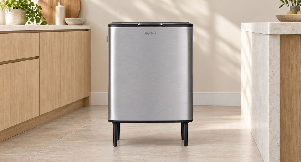 Step N’ Sort 60L Raised Dual Compartment Touch Top Recycling & Rubbish Bin – Stainless Steel