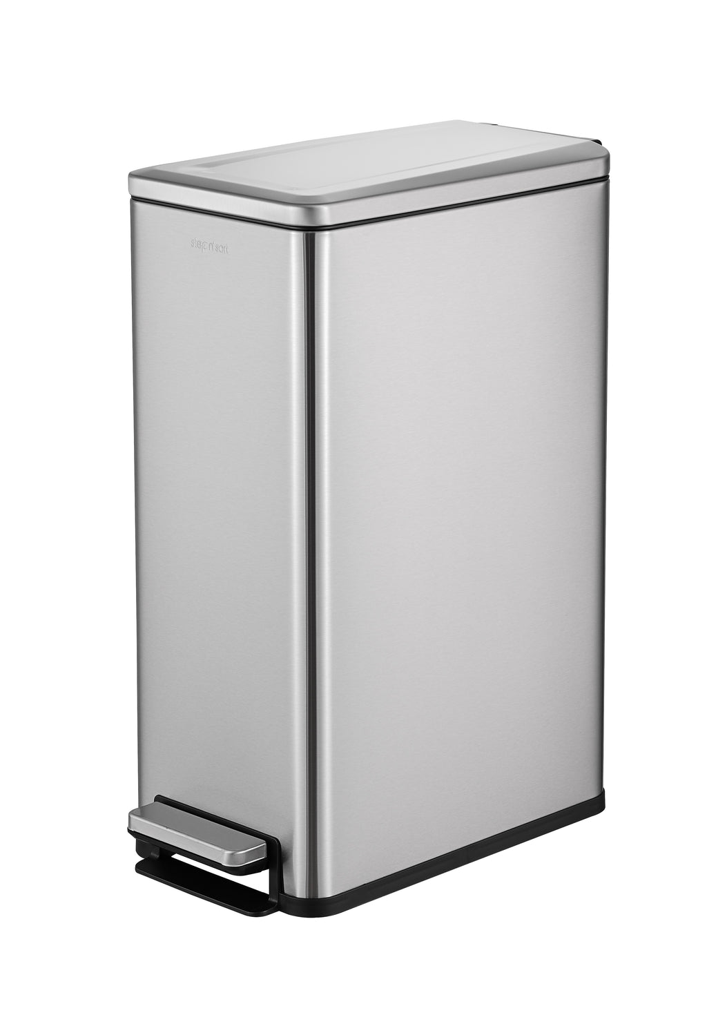 Step N' Sort Slim Dual Recycling Bin – 43L (2 x 21.5L) Soft Close Kitchen Trash Can – Space Saving , Stainless Steel