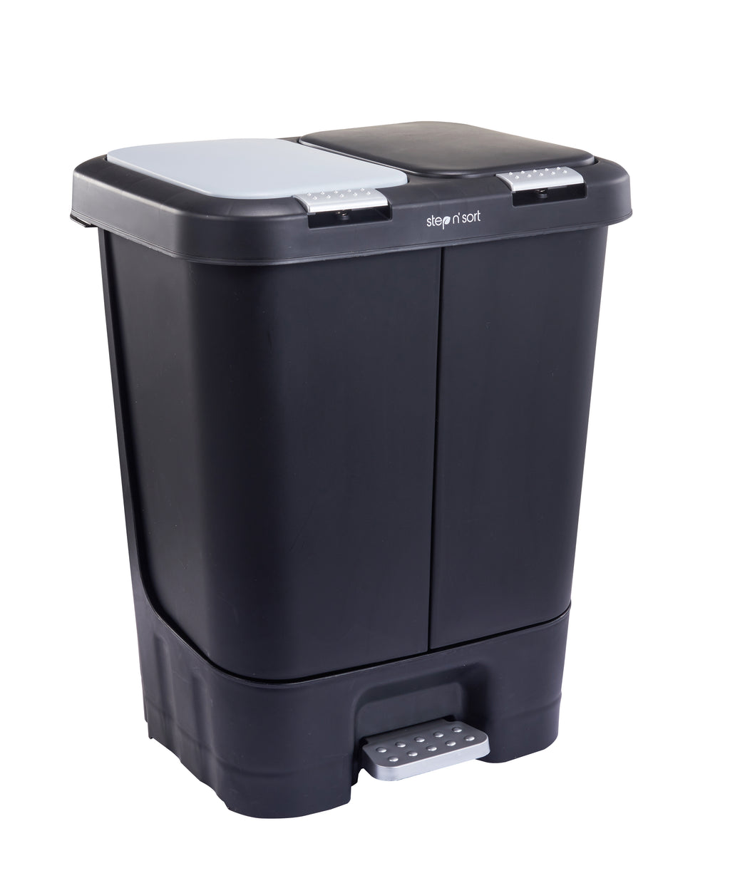 black dual recycling garbage bin for kitchen