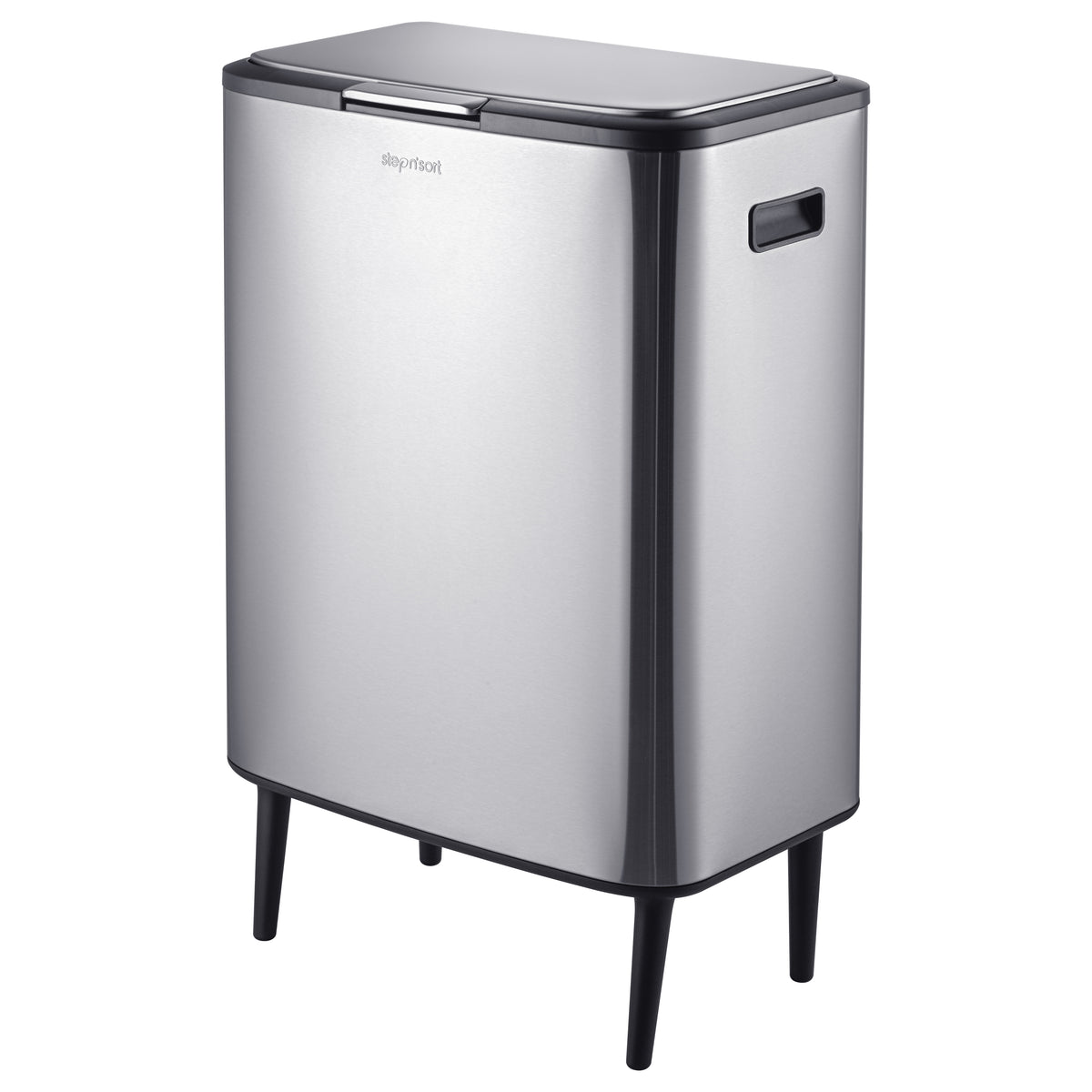 Step N’ Sort 60L Raised Dual Compartment Touch Top Recycling & Rubbish Bin – Stainless Steel