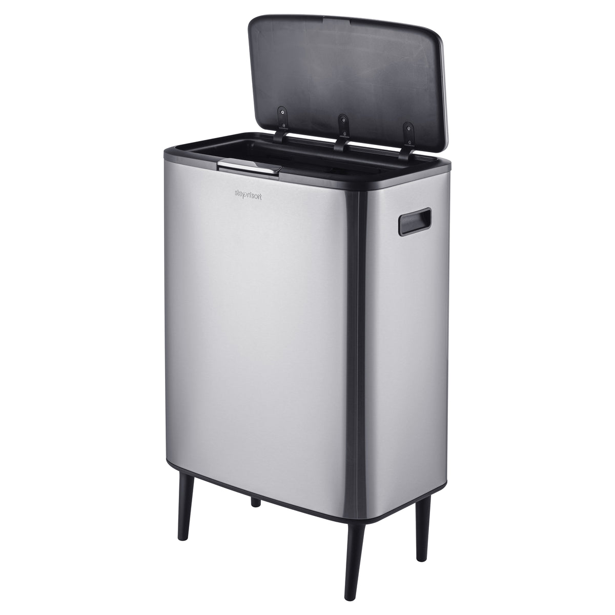 Step N’ Sort 60L Raised Dual Compartment Touch Top Recycling & Rubbish Bin – Stainless Steel
