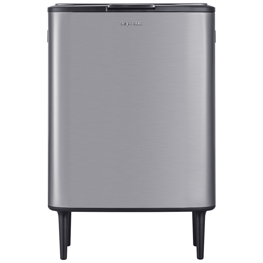 Step N’ Sort 60L Raised Dual Compartment Touch Top Recycling & Rubbish Bin – Stainless Steel
