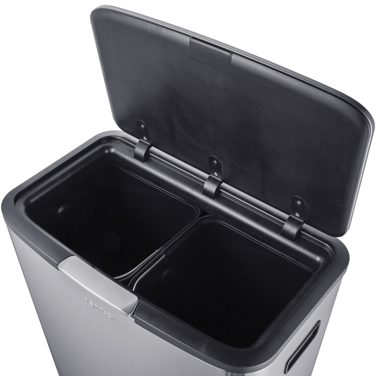 Step N’ Sort 60L Raised Dual Compartment Touch Top Recycling & Rubbish Bin – Stainless Steel