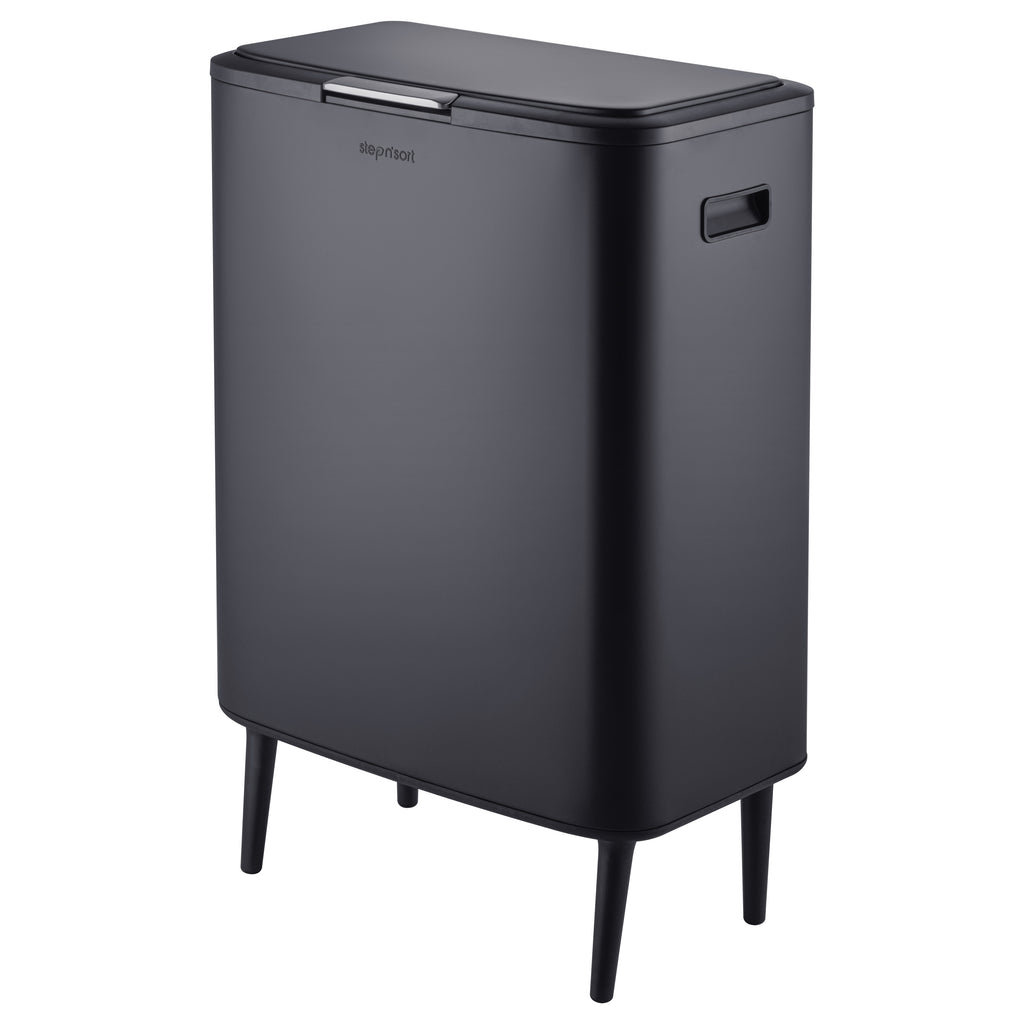 Step N’ Sort 60L Raised Dual Compartment Touch Top Recycling & Rubbish Bin – Matte Black