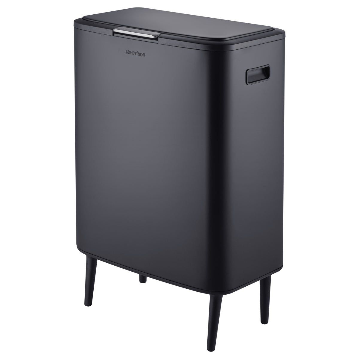 Step N’ Sort 60L Raised Dual Compartment Touch Top Recycling & Rubbish Bin – Matte Black