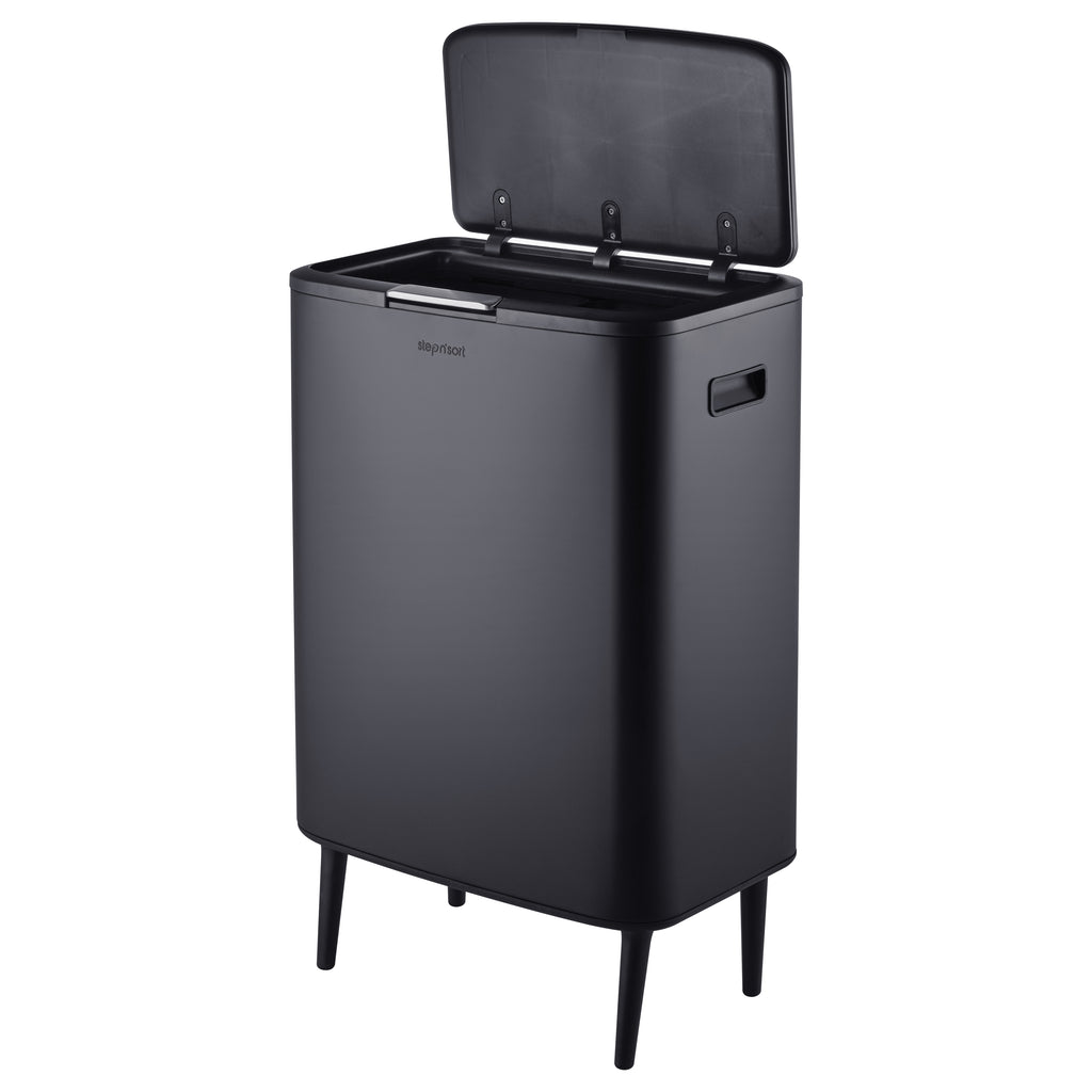 Step N’ Sort 60L Raised Dual Compartment Touch Top Recycling & Rubbish Bin – Matte Black
