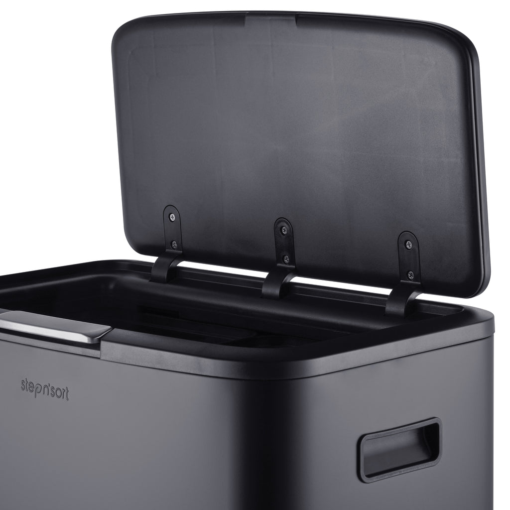 Step N’ Sort 60L Raised Dual Compartment Touch Top Recycling & Rubbish Bin – Matte Black