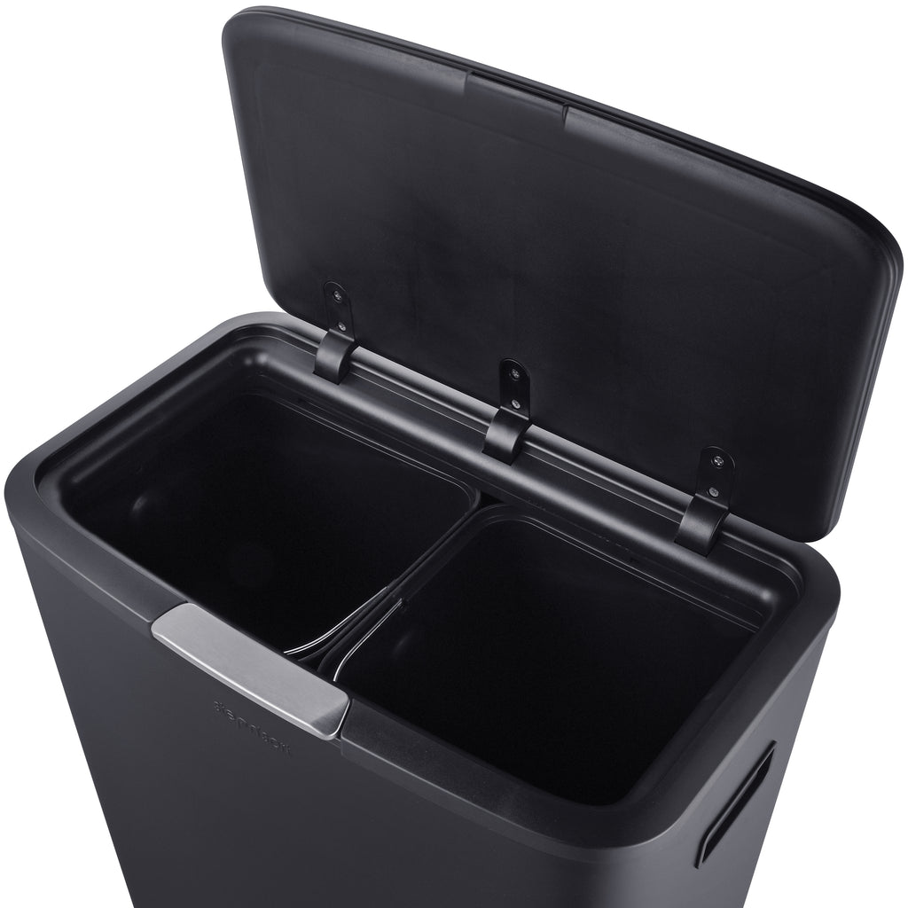Step N’ Sort 60L Raised Dual Compartment Touch Top Recycling & Rubbish Bin – Matte Black