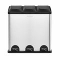 Step N’ Sort 60L 3-Compartment Kitchen Recycling Bin – Triple Waste & Recycling System with Step Pedals (Stainless Steel)