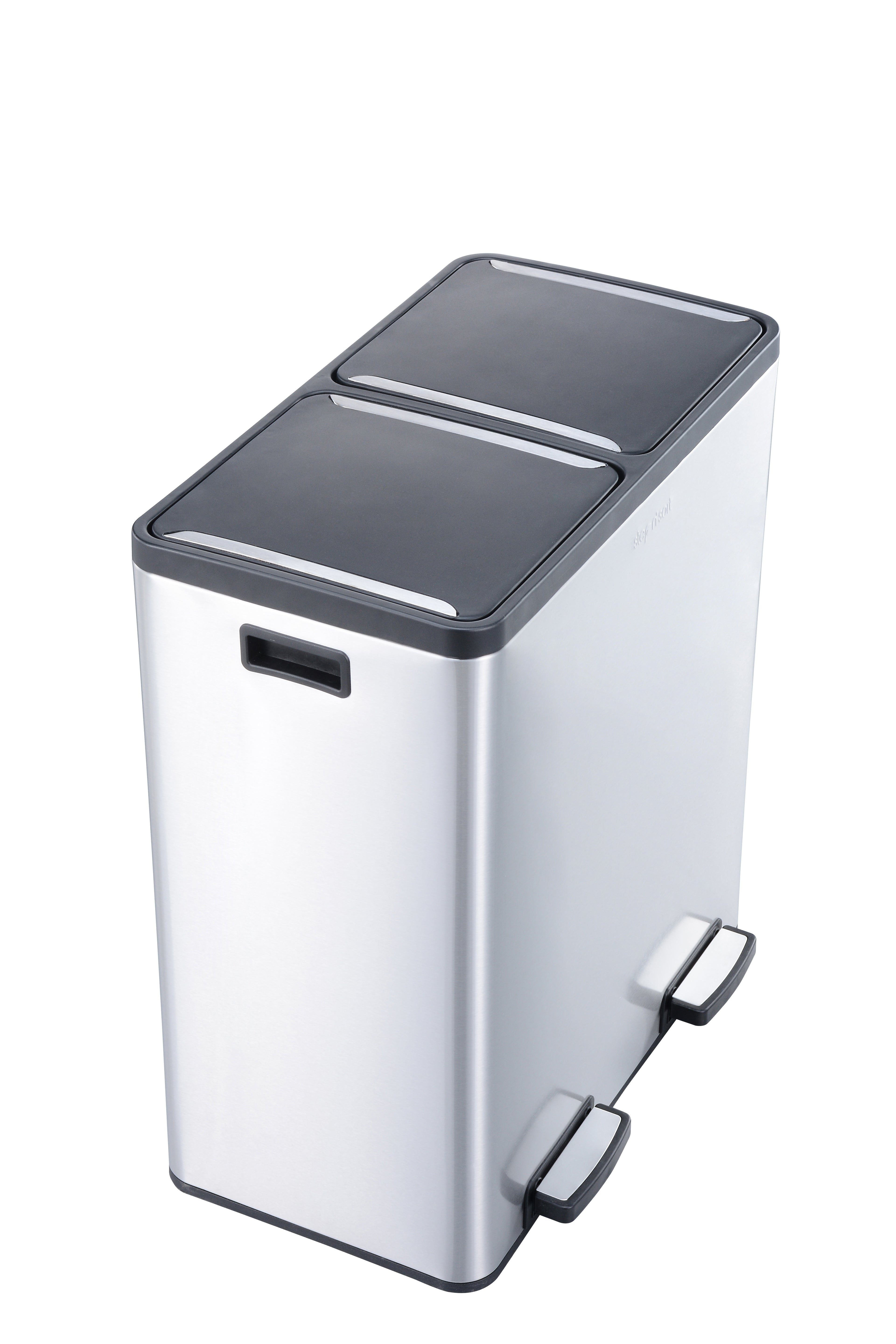 Step N’ Sort 70L Dual Compartment Stainless Steel Rubbish & Recycling Bin – Soft-Close Lid, Hands-Free Pedals, Removable Inner Bins