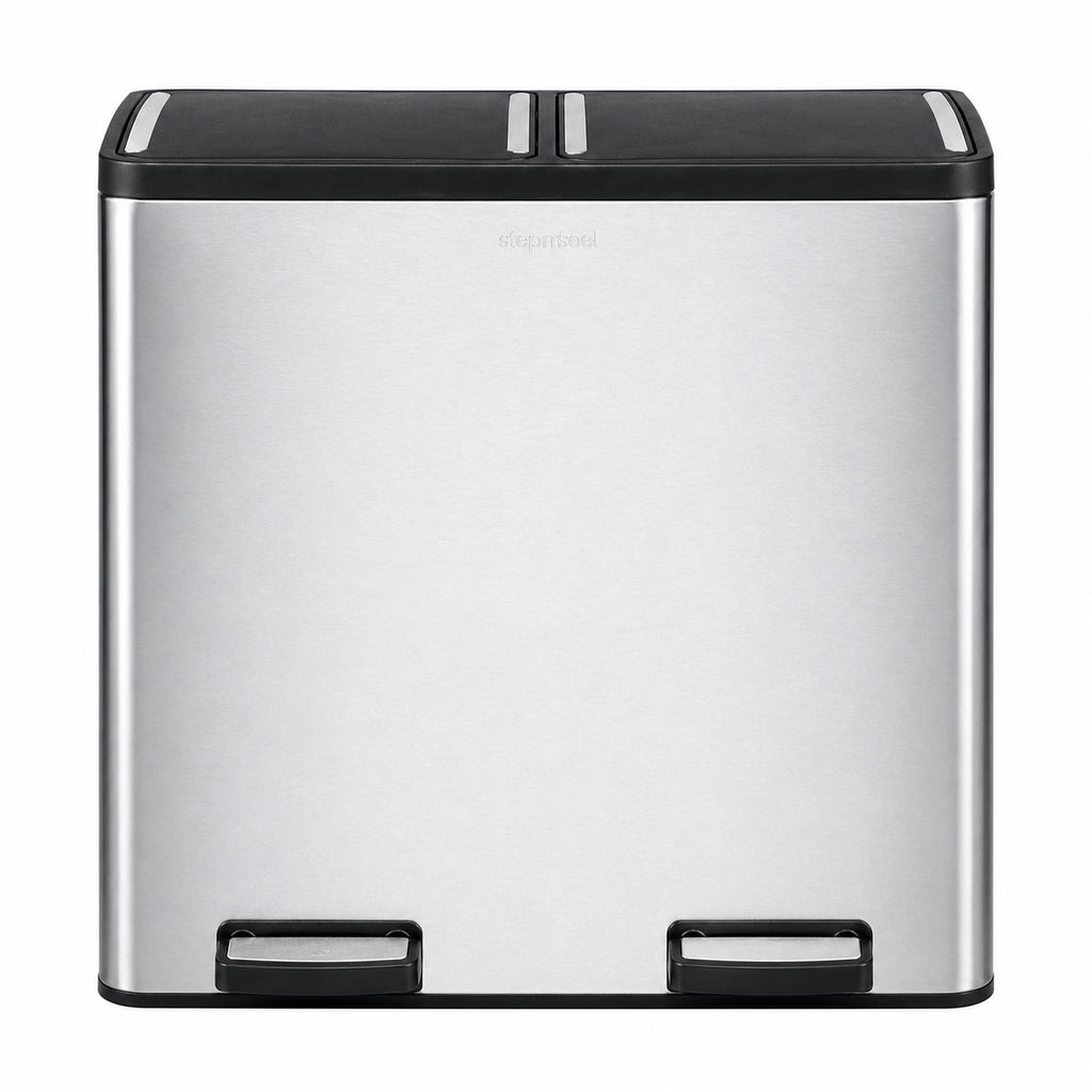 Step N’ Sort 70L Dual Compartment Stainless Steel Rubbish & Recycling Bin – Soft-Close Lid, Hands-Free Pedals, Removable Inner Bins