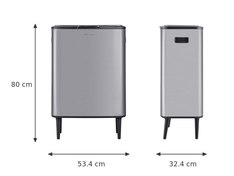 Step N’ Sort 60L Raised Dual Compartment Touch Top Recycling & Rubbish Bin – Stainless Steel