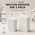 Step N’ Sort Motion Sensor Bins – 2 Pack Touchless Bin Set (16L + 11L)
