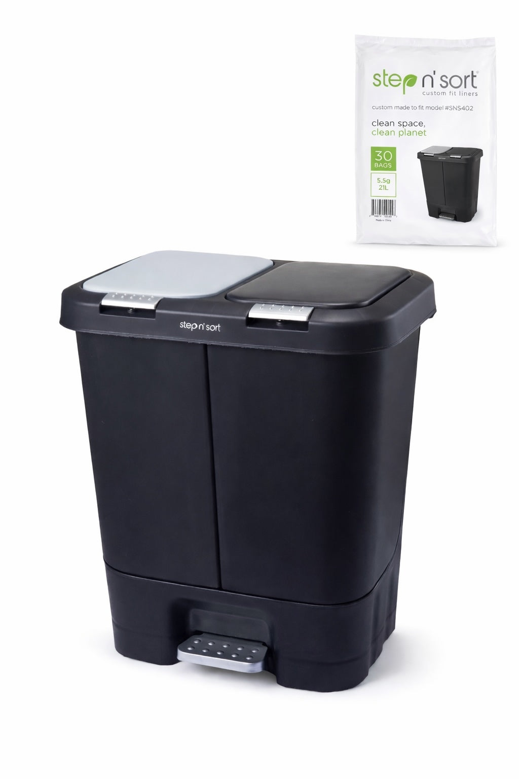 Soft Close Pedal Recycling Bin, Step N' Sort Bin with Soft Close Lid