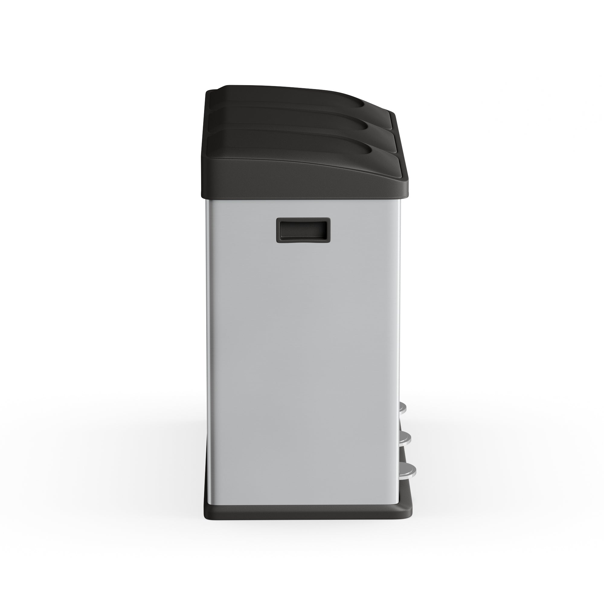 Step N’ Sort 60L 3-Compartment Kitchen Recycling Bin – Triple Waste & Recycling System with Step Pedals (Stainless Steel)