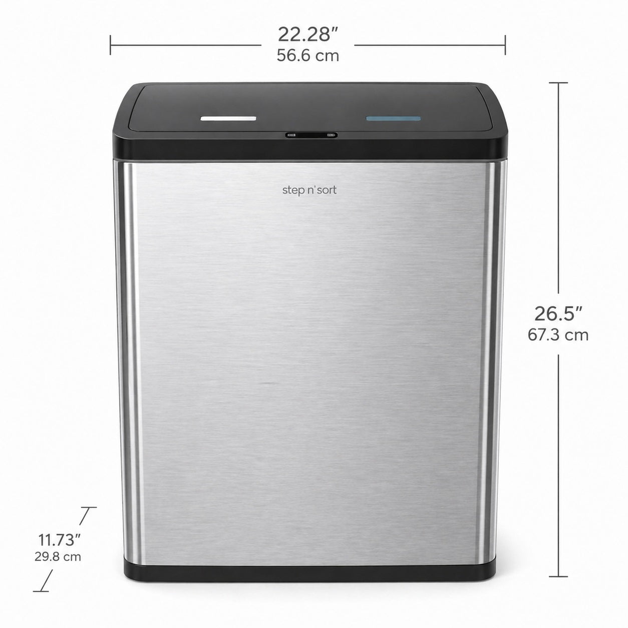Step N’ Sort 60L Touchless Dual Recycling & Waste Bin – Motion Sensor Kitchen Bin with Removable Inner Compartments (Stainless Steel)
