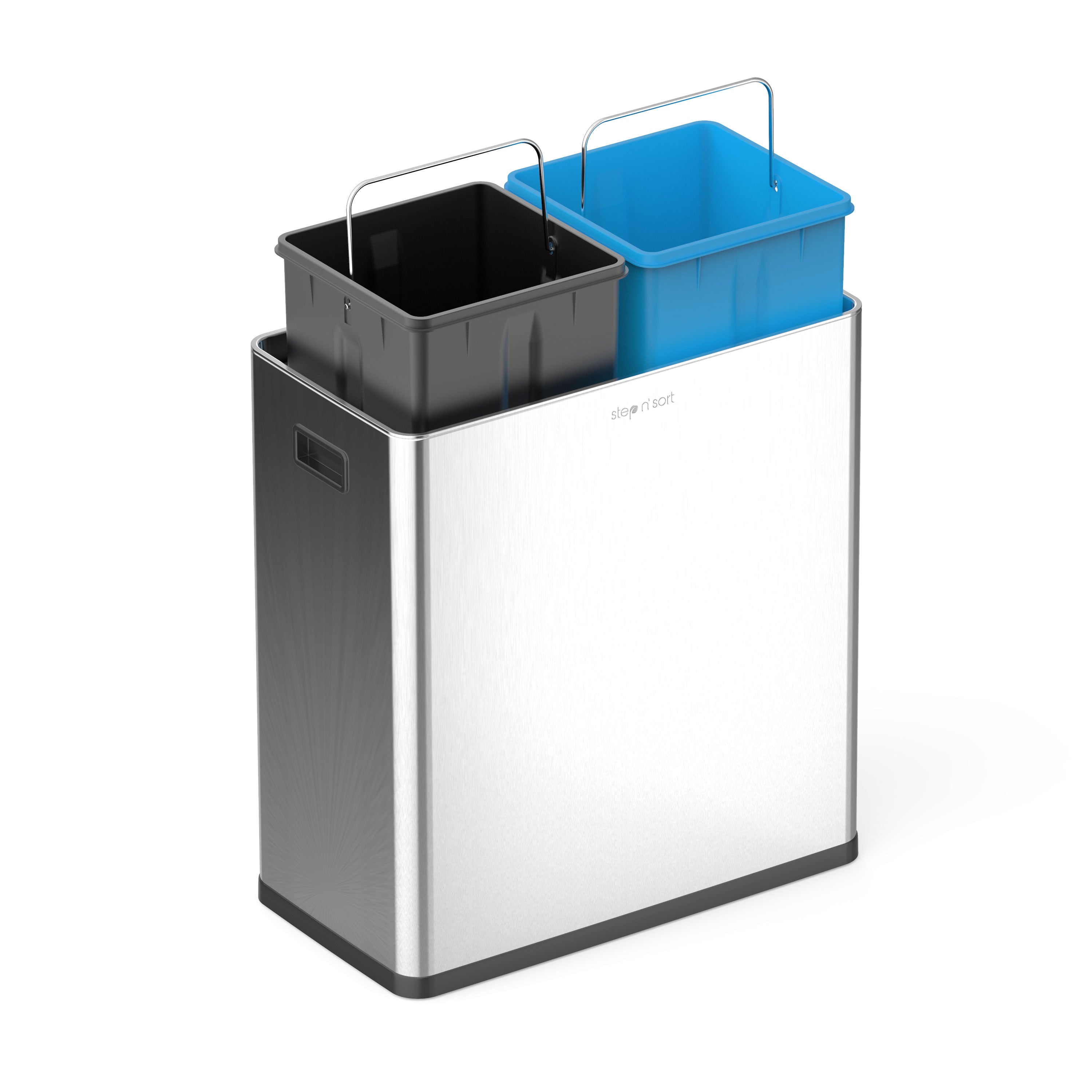 Step N’ Sort 60L Touchless Dual Recycling & Waste Bin – Motion Sensor Kitchen Bin with Removable Inner Compartments (Stainless Steel)
