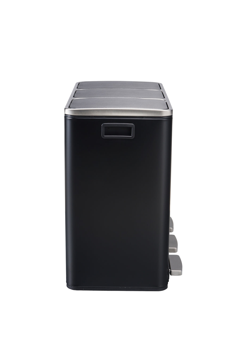 Step N’ Sort 54L 3-Compartment Kitchen Recycling Bin – Triple Waste & Recycling System with Step Pedals (Black Stainless Steel)